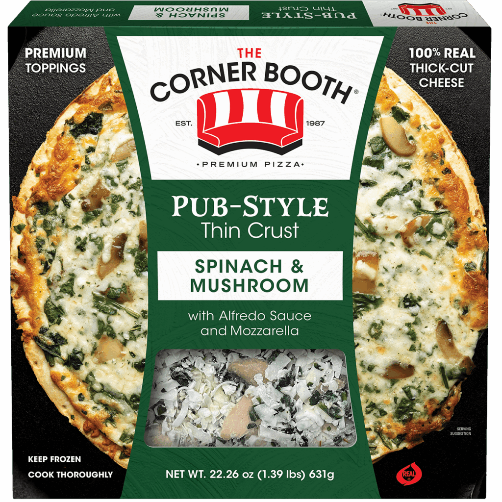 The Corner Booth Pizza Spinach & Mushroom